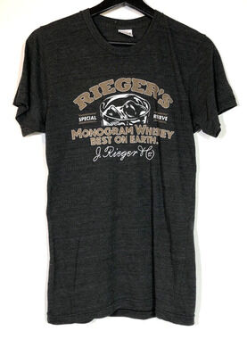 Charlie Hustle Gray Rieger's Whiskey Kansas City Graphic T-Shirt Adult Size S